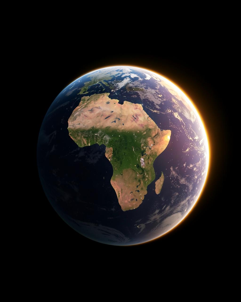 Earth from space, Africa facing the sun